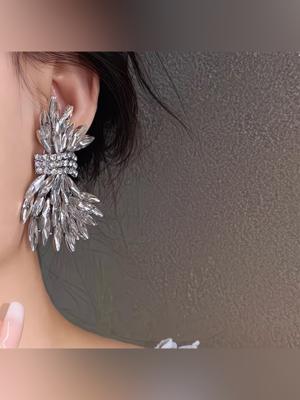 Silver Crystal Burst Statement Earrings